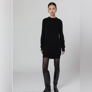 Madeleine Thompson black wool and cashmere knit long sleeve sweater dress